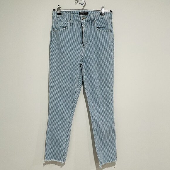 A&F Simone High Rise Ankle Blue and White Stripe Pants Size 26 - Picture 1 of 7